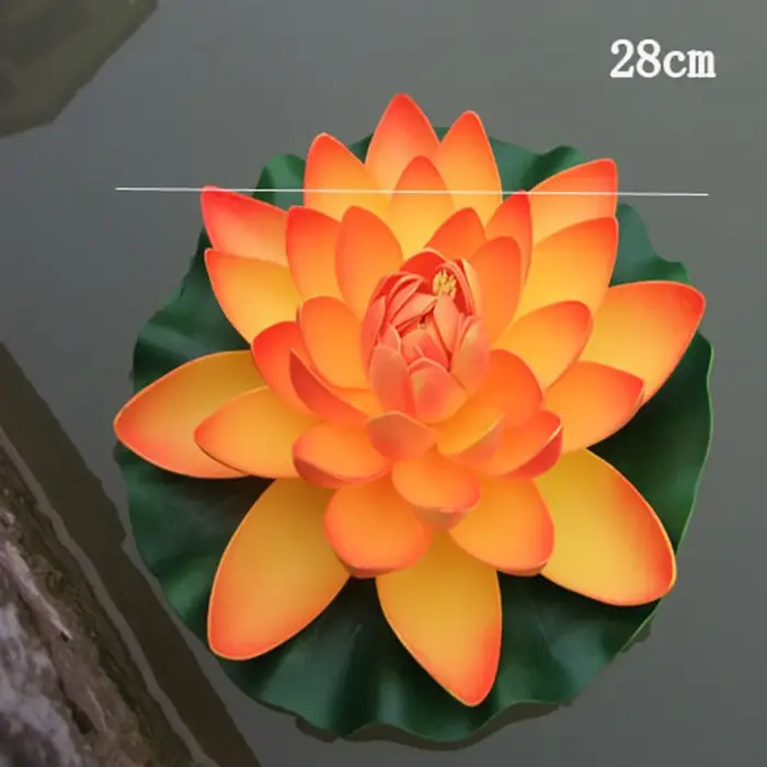 Grandes fleurs de lotus artificielles flottantes pour étangs - Décorations réalistes de nénuphars de 28 cm en blanc, rose, bleu, jaune