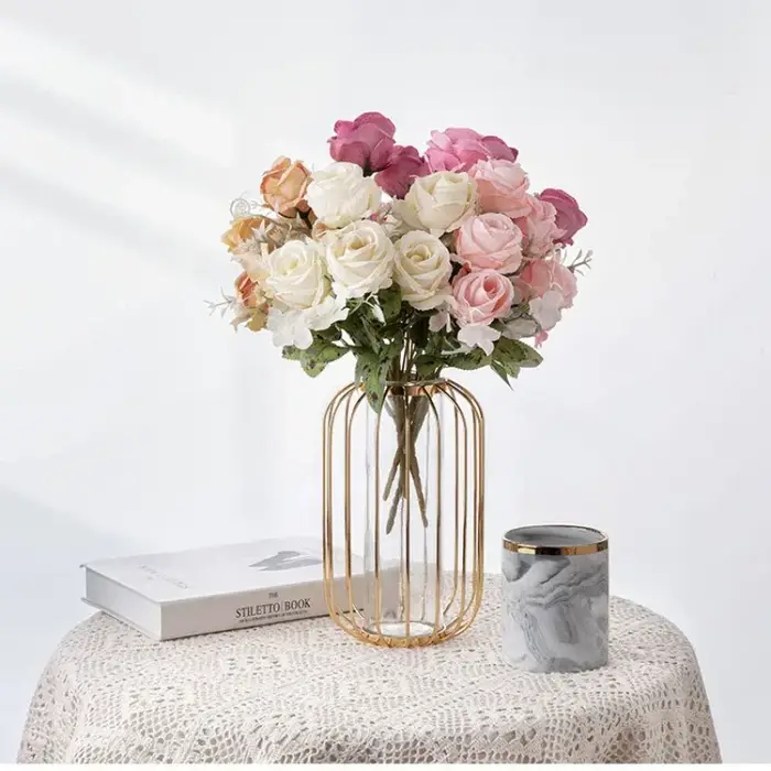 Rose artificielle européenne en soie de haute qualité