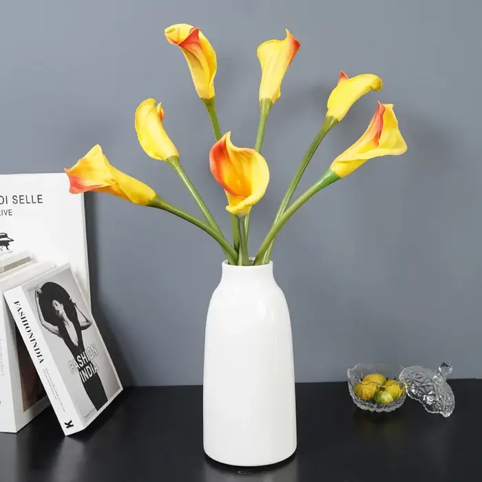 Lot de 7 grandes fleurs artificielles de calla en PU, décoration d'intérieur, fleurs de calla à longue tige, arrangement floral pour mariage, bouquet de fête