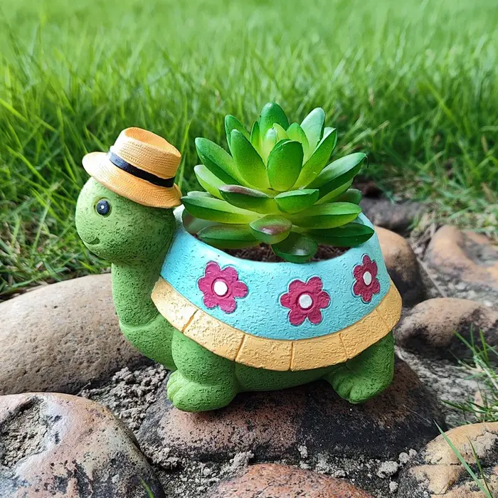 AdTosGarden-Pot de tortue succulente en résine