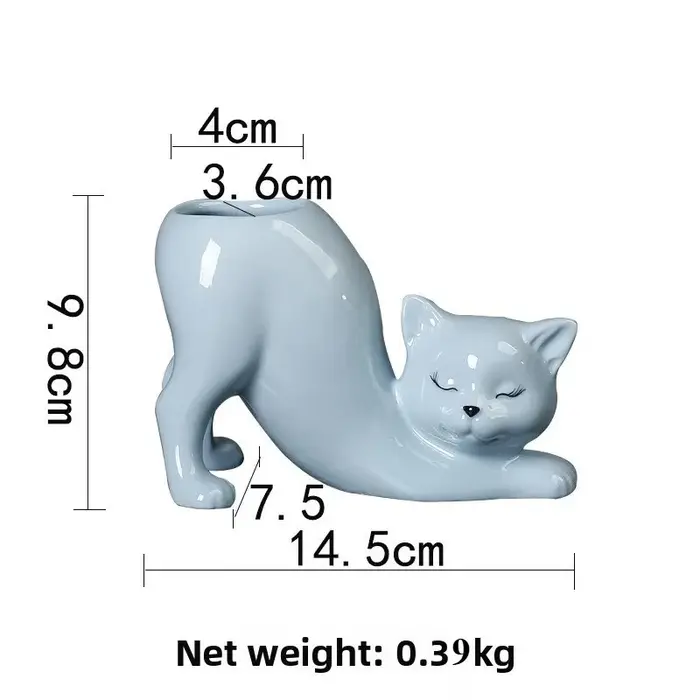Pot de fleurs en céramique en forme de chat créatif et mignon
