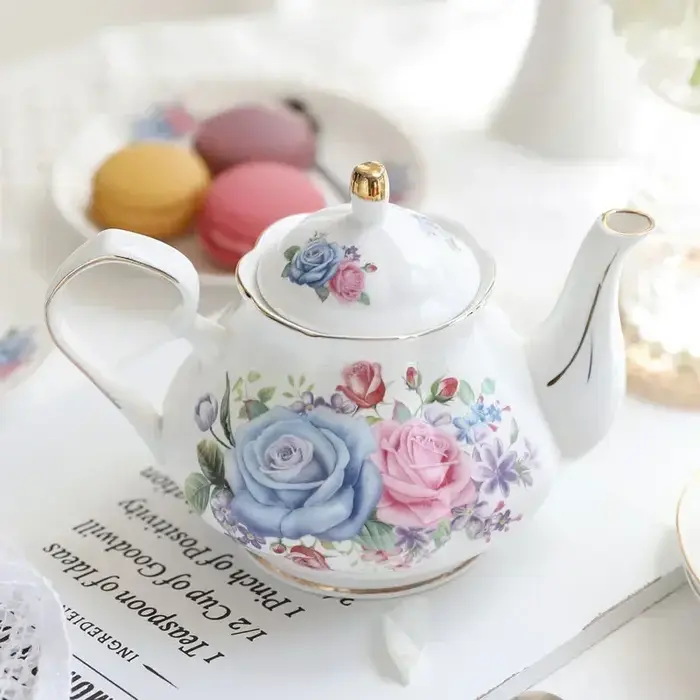 Noble Bone China 500ML théière camélia rose Pot café ensemble maison qualité haute porcelaine bouill