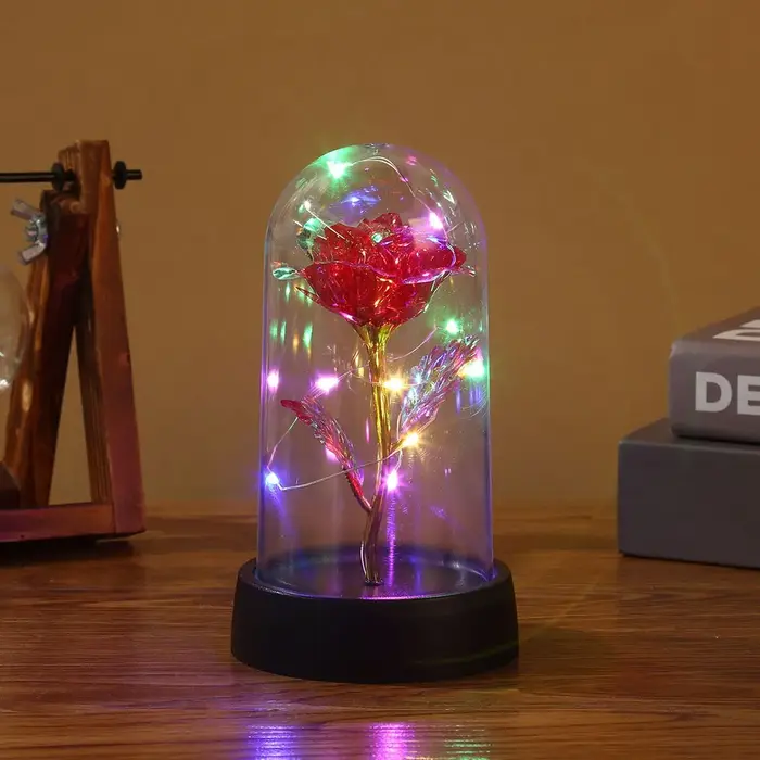 Rose galAct enchantée LED avec lumières dégradées, rose éternelle en breton, fête des mères, fête de