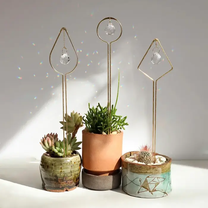 Piquets de plantation en cristal, décoration de jardin, lot de 3