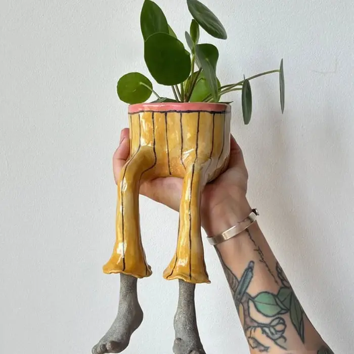 Jardinières en résine en forme de jambes assises, pots à plantes créatifs et uniques en forme de jam