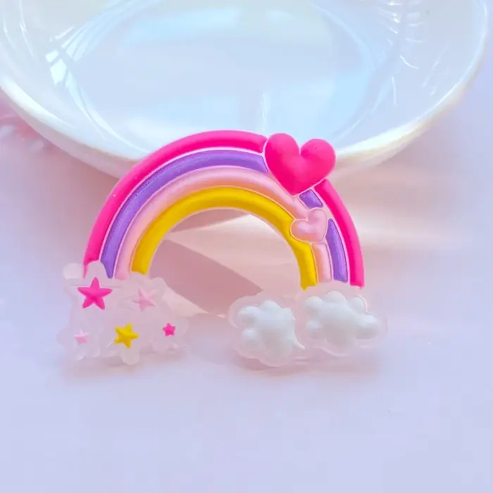 10 pièces nouveau dessin animé Transparent série arc-en-ciel PVC colle Flexible dos plat bricolage S