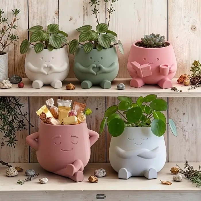 Ensemble de 4 pots de fleurs fonctionnels imprimés en 3D