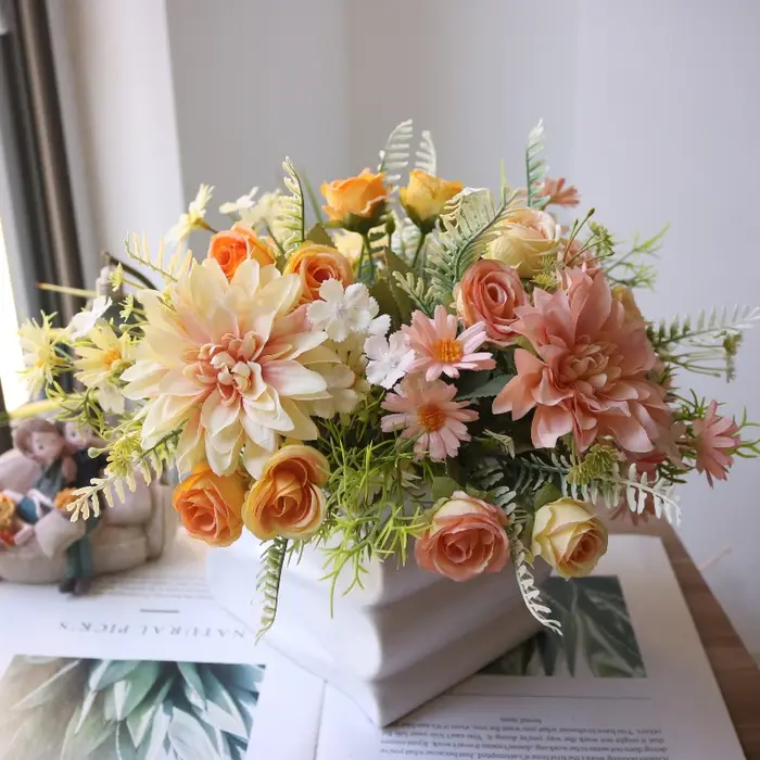 Bouquet de Roses artificielles en soie
