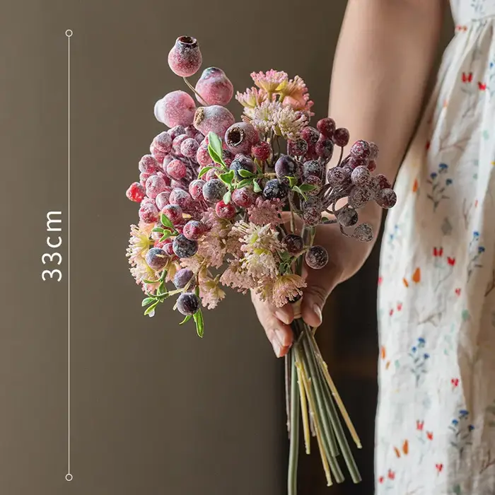 2 bouquets de fleurs artificielles, baies et plantes fruitières, décorations pour la maison, ornements, bouquets de mariée, décorations de mariage, accessoires de photographie