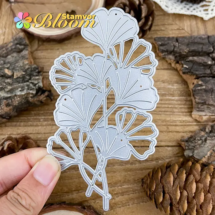Ginkgo biloba feuilles belles fleurs matrices de découpe en métal Scrapbooking gaufrage décoratif