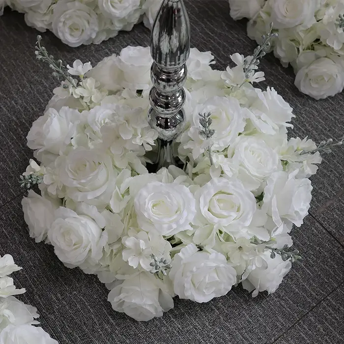 Arche de fleurs artificielles décorative, arrangement de roses blanches et de phalaenopsis pour dema