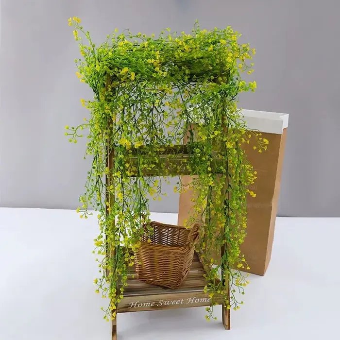 1 pièce de plante grimpante artificielle murale en saule clochette doré
