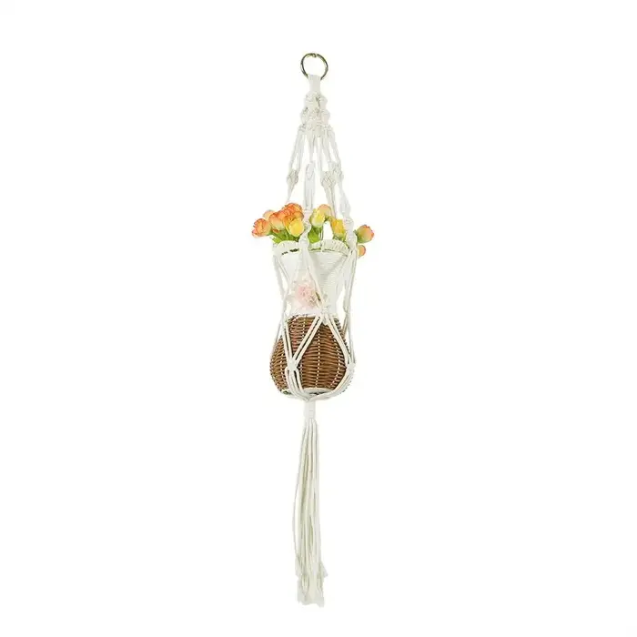 Cintre mural en macramé pour plantes, tricot à la main, cordon naturel, porte-panier