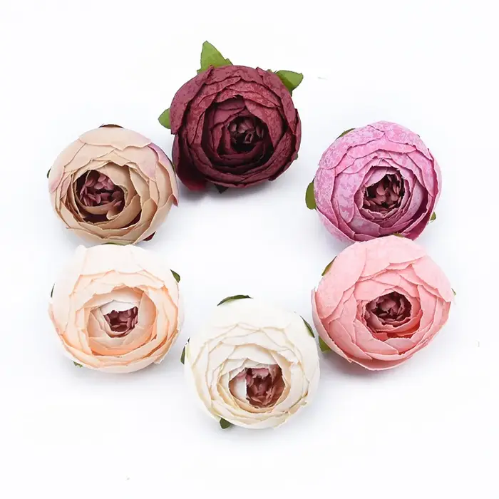 6 pièces roses en soie bourgeons de thé fleur de mariage mur Festival décoration pour la maison accessoires de mariée liquidation bricolage cadeaux fleurs artificielles