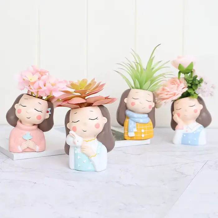 Jardinières succulentes Pots de fleurs Pot de plante de Cactus belle tête de fille bonsaï Pots de ja