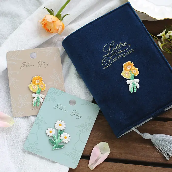 Autocollants de broderie de dessin animé de fleur mignonne