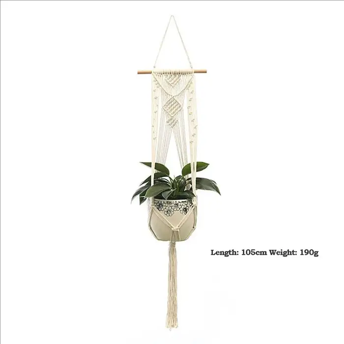 Support mural en macramé fait main pour plantes suspendues