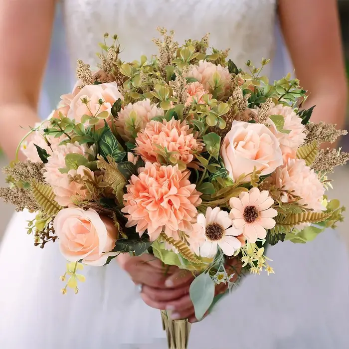 Fleurs artificielles Rose Chrysanthème Combinaison Bouquet Haute Qualité Décor À La Maison Automne Décoration DiyWedding Festival Beouquet