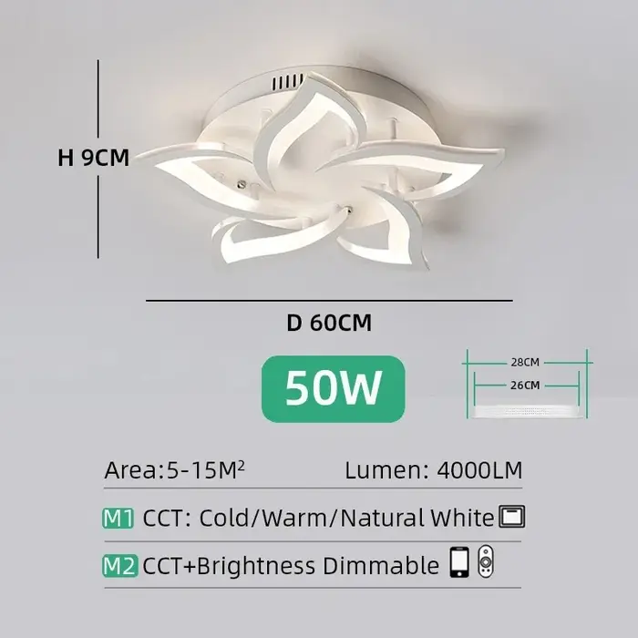 Plafonnier LED intelligent en forme de fleur, design moderne, avec télécommande, luminaire décoratif