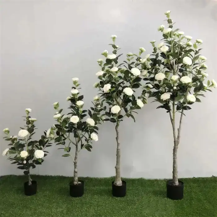 Camélia plantes artificielles arbre haute Faux décor maison mariage noël pâques nouvel an plastique vert décoration verdure fleurs