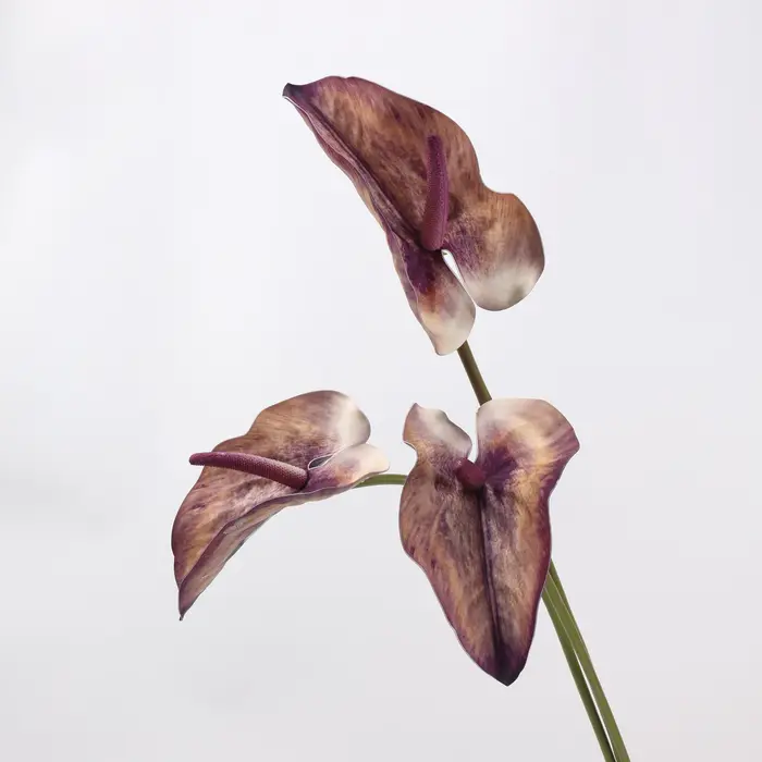 Grande fleur artificielle d'anthurium, grande feuille, faux lys flamant rose, plante tropicale en EVA, décoration de mariage, arrangement floral DIY