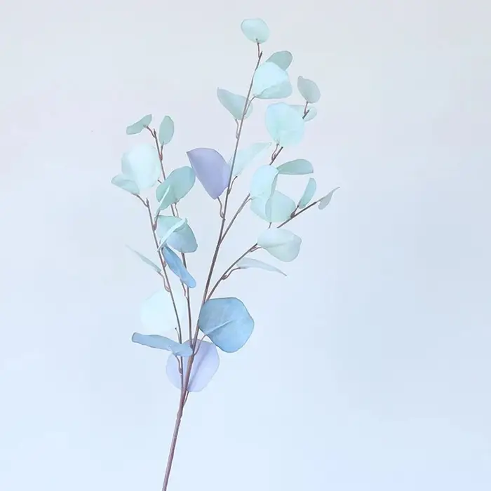 Feuilles d'eucalyptus artificielles à long pôle, plantes, argent, cuir chevelu, décoration murale, a