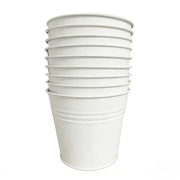 Boîte de 9 pots en métal blanc