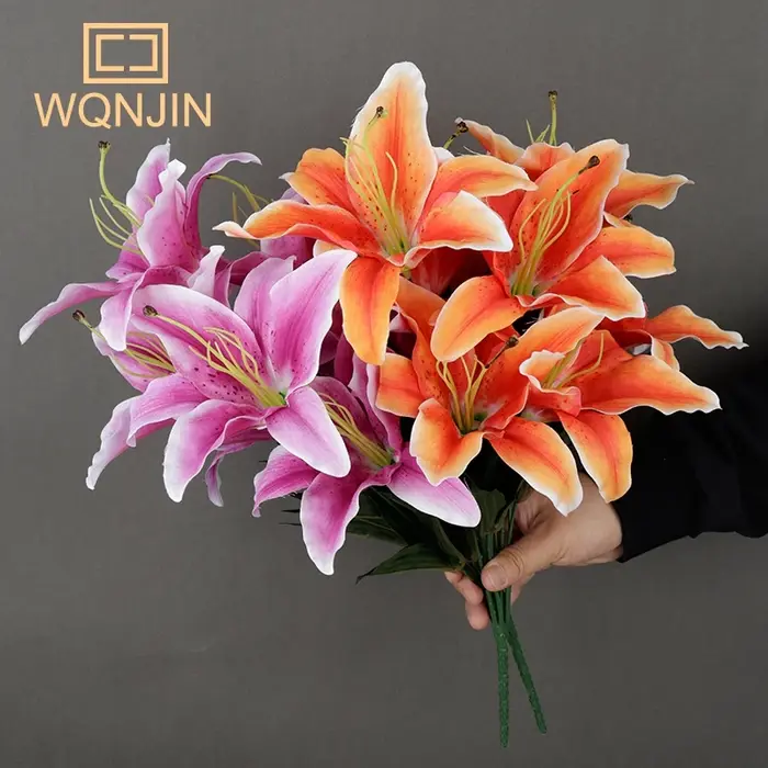 Bouquet de fleurs de lys artificielles multicolores européennes