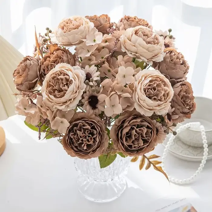 Fleur artificielle soie pivoine persane cour extérieure jardin Festival de mariage Bouquet de mariée maison chambre bricolage cadeau boîte Scrapbook Decor