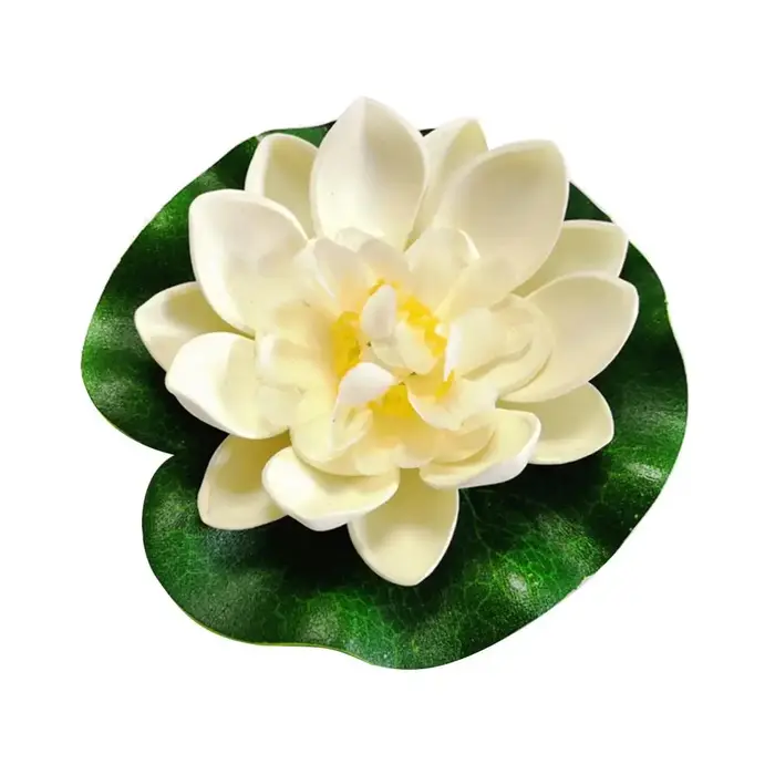 Fleurs de lotus artificielles flottantes décoratives avec feuilles