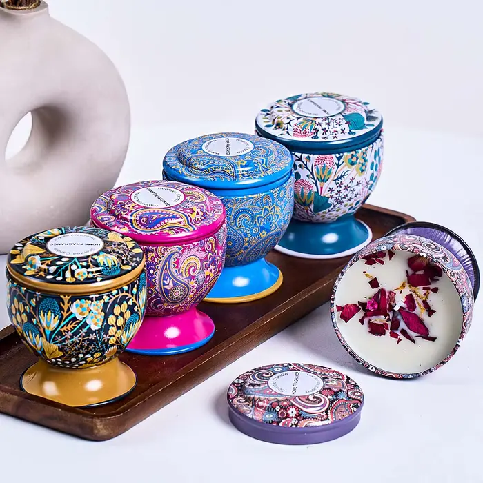 Boîte à bougies parfumées à fleurs