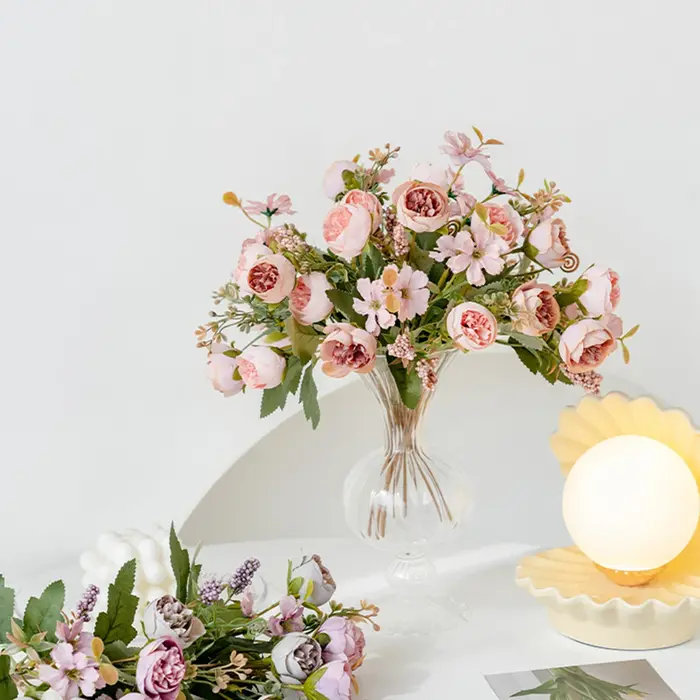 Fleurs artificielles en soie bourgeon de thé Rose couronne de pivoine saint valentin mariage Bouquet de mariée maison