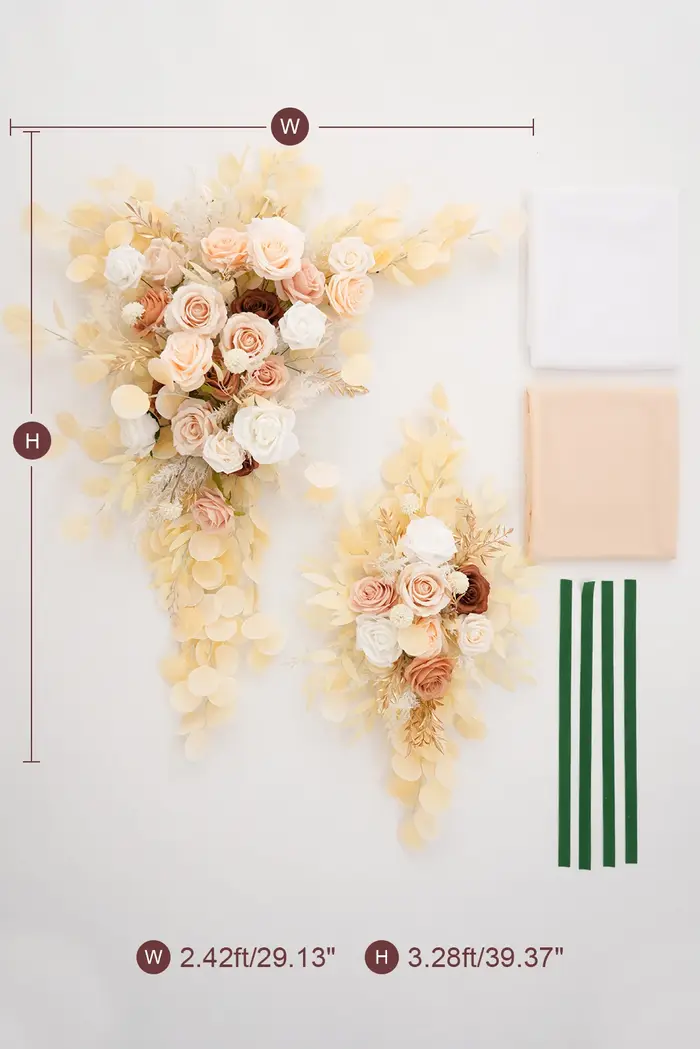 Arrangement floral suspendu 2 pièces rideaux en mousseline de soie