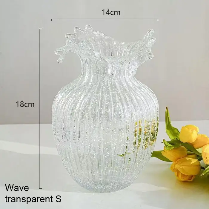 Vase en verre transparent fluorescent lumineux style INS pour arrangements floraux de roses, décorat