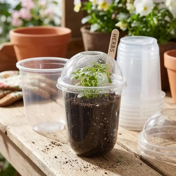 Pot de culture transparent avec couvercle
