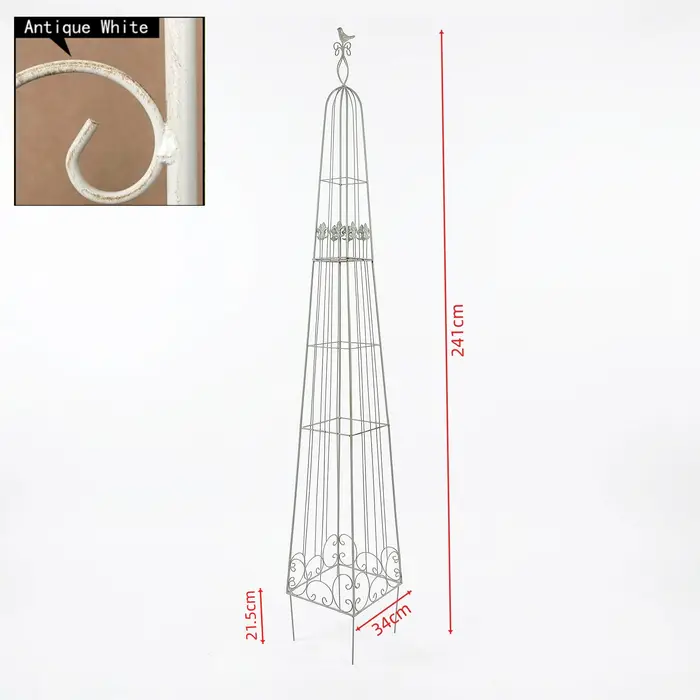Support pour plantes grimpantes en fer forgé de style vintage de 241 cm de haut pour balcon extérieu
