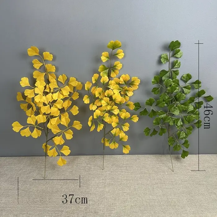 8 pièces de feuilles de Ginkgo artificielles en plastique