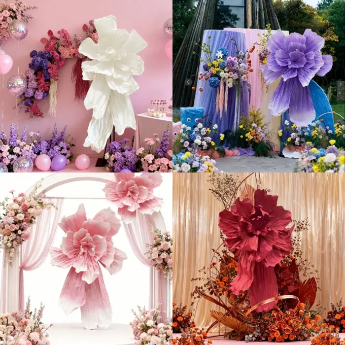 Grandes fleurs d'iris artificielles en papier blanc pour mariage