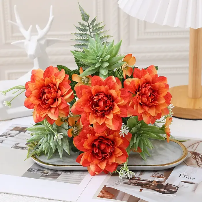 Bouquet de simulation dahlia succulente