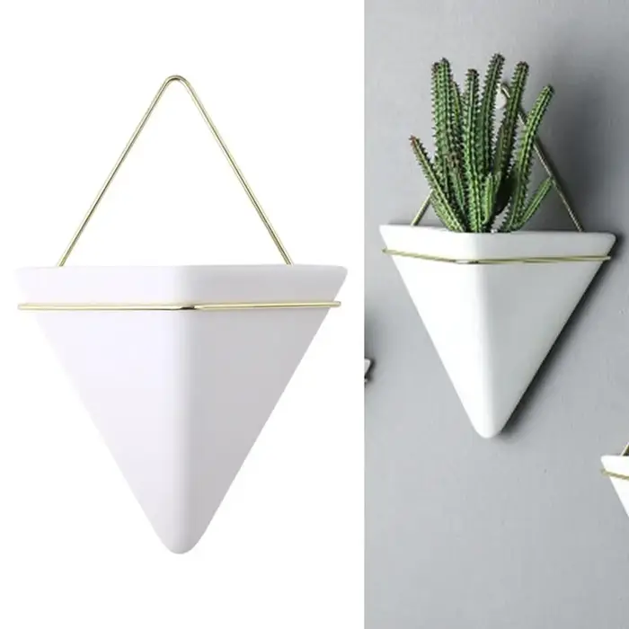 Jardinière suspendue triangulaire en céramique, jardinière intérieure et extérieure, décoration de m