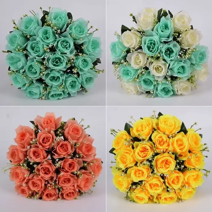 18 Têtes de fleurs artificielles réalistes, 10 couleurs, mini roses de la Saint-Valentin, pour photographie, cadeau, rose naturelle simulée, décoration intérieure