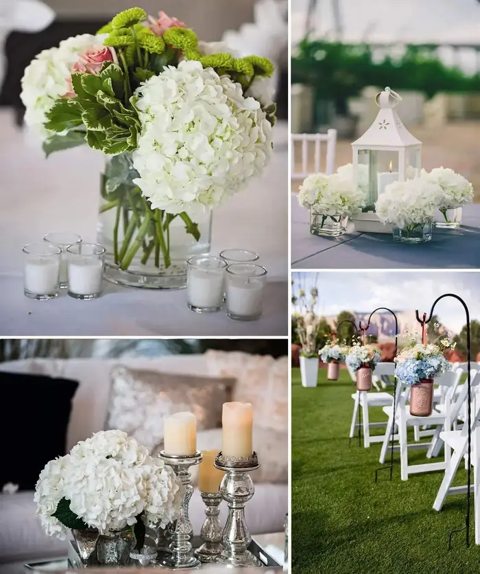 10 paquets de fleurs d'hortensia artificielles en soie