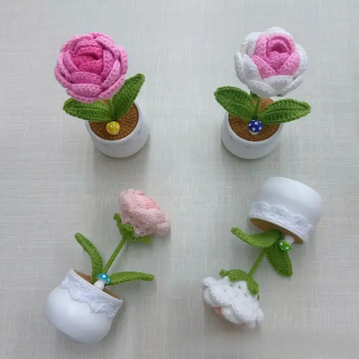 Rose française en Crochet faite à la main