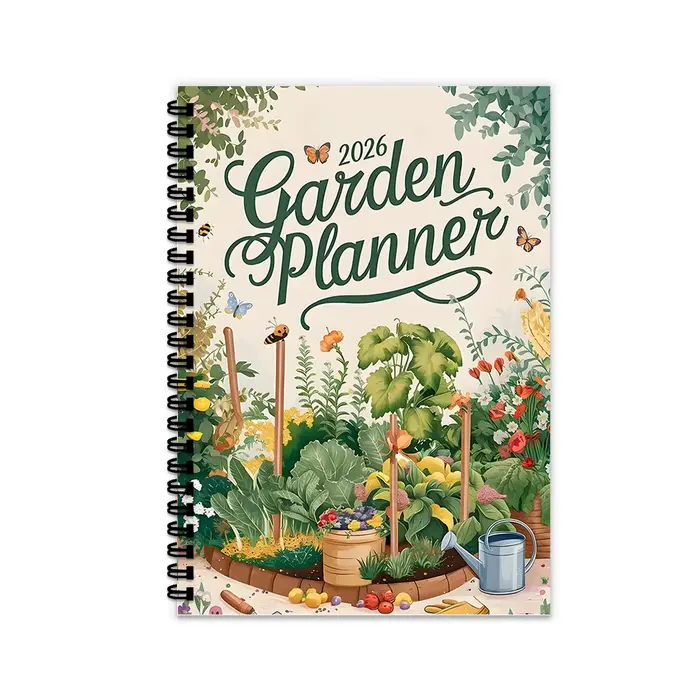 1 carnet à spirale, agenda de jardinage 2026 sur le thème du jardin potager, pour la planification d