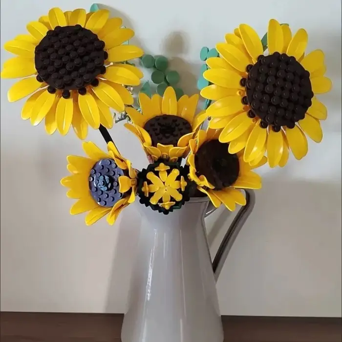 Bouquet de tournesols pour décoration de chambre, puzzle 3D, simulation, assemblage, modèles de blocs de construction, jouets, ornements, objets de collection pour adultes, cadeau