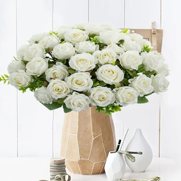 Fleurs artificielles Soie Rose Bricolage Mariage Bouque Nuptiale Jardin Roses Arche Maison Chambre Festival Décoration Couronnes Photographie Accessoires