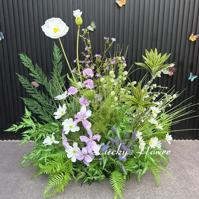 Décoration de mariage style forêt : fleurs artificielles