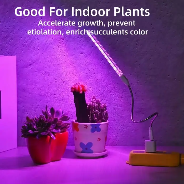 Lampe de culture LED USB flexible à col de cygne, spectre rouge-violet, pour plantes succulentes d'intérieur