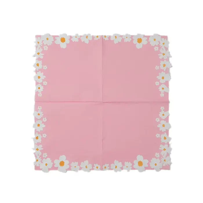 Serviettes en papier roses imprimées de fleurs