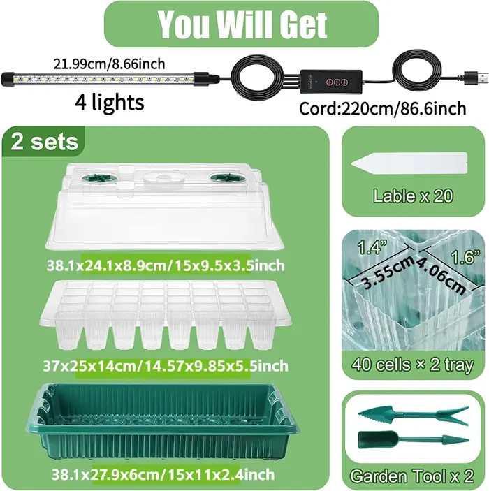 Lot De 2 Plateaux De Démarrage Pour Graines Avec Kit De Germination À Dôme Élevé – 80 Cellules, 4 La